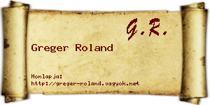 Greger Roland névjegykártya